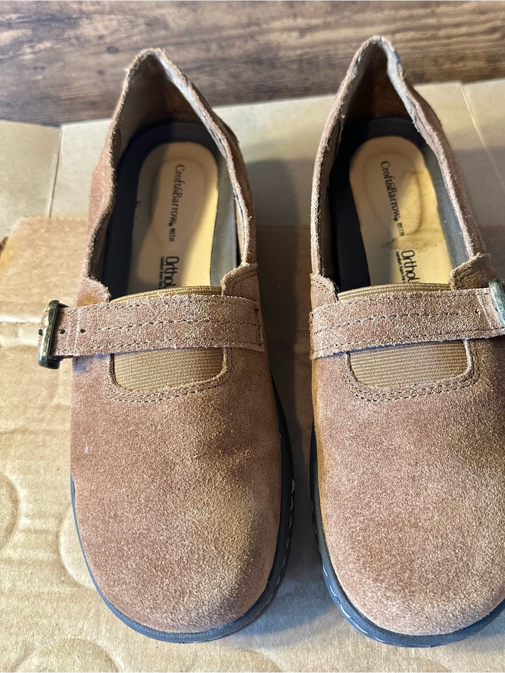 Croft & Barrie Ortholite Brown Suede Comfort
flats Buckle US 8.5